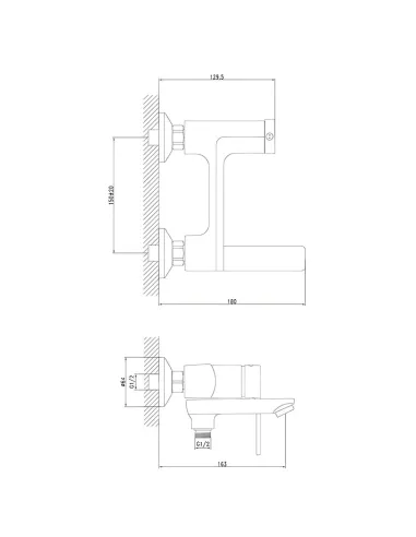 Смеситель для ванны Zerix NEL3-125 с душевым набором