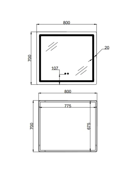 Зеркало для ванной Q-Tap Mideya (MI2) 800х700 мм, с LED-подсветкой и антизапотеванием