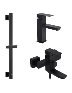 Набор смесителей Kroner для ванны Edelstahl Kubus - SCH060 для раковины Edelstahl Kubus - SCH010 и штанга для душа Edelstahl Kub