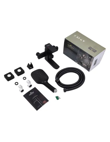 Набір змішувачів Kroner для ванни Edelstahl Kubus - SCH060 для раковини Edelstahl Kubus - SCH010 та штанга для душу Edelstahl Ku