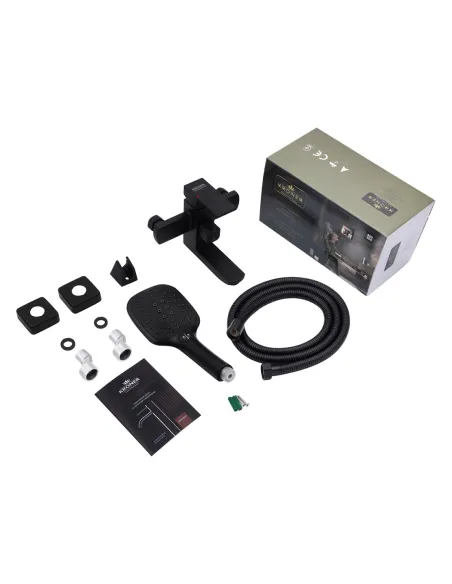 Набір змішувачів Kroner для ванни Edelstahl Kubus - SCH060 для раковини Edelstahl Kubus - SCH010 та штанга для душу Edelstahl Ku