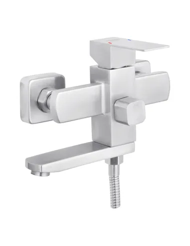 Набір змішувачів Kroner для ванни Edelstahl Kubus-ESG010 для раковини Edelstahl Kubus-ESG060 та штанга для душу Edelstahl Kubus-