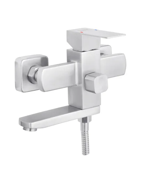 Набір змішувачів Kroner для ванни Edelstahl Kubus-ESG010 для раковини Edelstahl Kubus-ESG060 та штанга для душу Edelstahl Kubus-