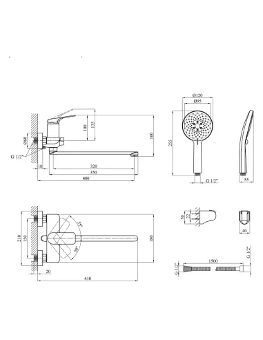 Набор смесителей Kroner для ванны Graz-GRP070 для раковины Graz-GRP010