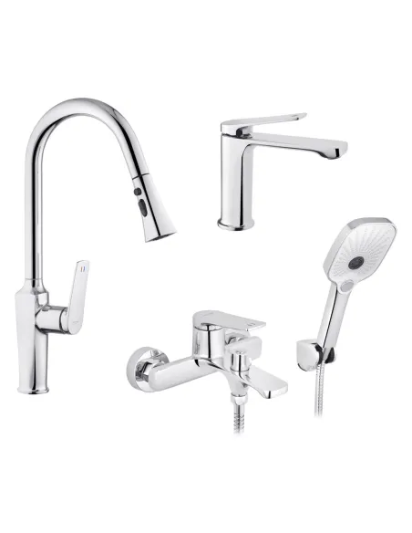 Набір змішувачів Kroner для ванни Makon-C060 для кухні Makon-C030-T та для раковини Makon-C010