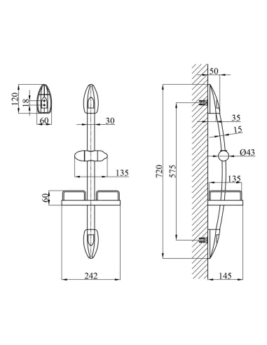 Душова стійка Kroner KRM - C750 з полицею