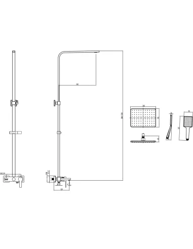 Душева система Corso Bilancino 9610400 хром, з виливом