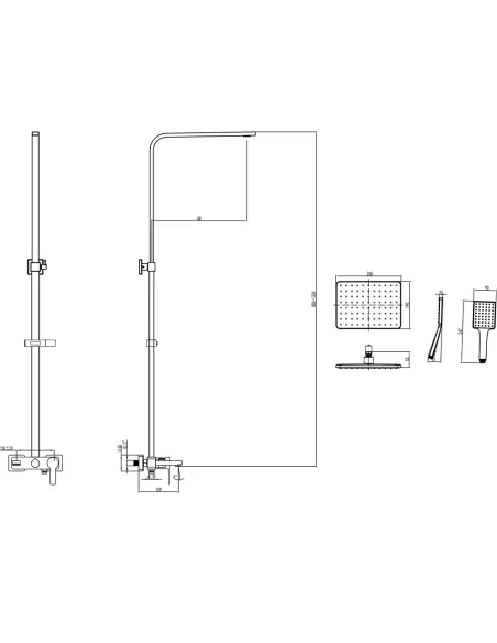 Душева система Corso Bilancino 9610400 хром, з виливом