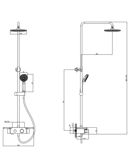 Душевая система Corso Fiastra 9658420 хром, с термостатом
