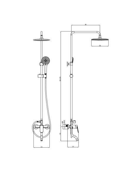 Душева система Corso Moro 9630400 хром, з виливом