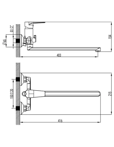 Смеситель для ванны Corso Liri DF-2C240C хром