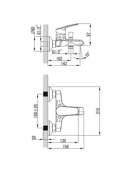 Змішувач для ванни Corso Serio DC-1C146C, одноважільний