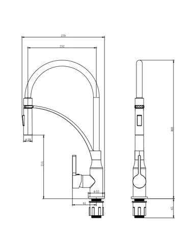 Змішувач для кухні з гнучким виливом Corso Omodeo EC-4B526C чорний