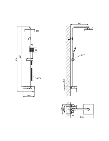 Душевая система Q-Tap QTSLO53103KNC49198 Sloup Chrome с изливом
