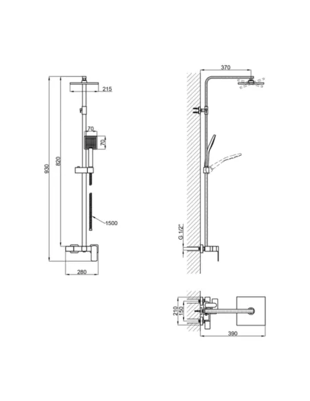 Душевая система Q-Tap QTSLO53103KNC49198 Sloup Chrome с изливом