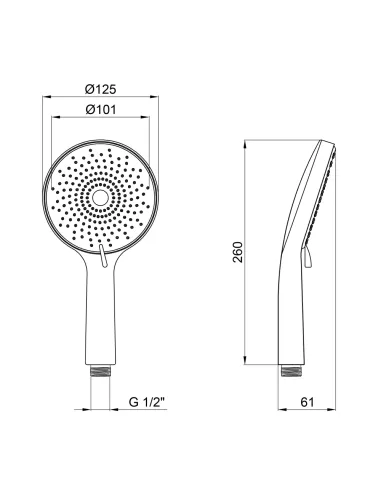 Лійка для ручного душу Lidz Niagara 32, 120 мм, 3 режими, сіра