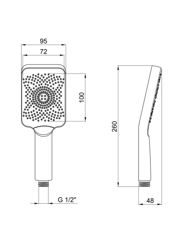 Лейка для ручного душа Lidz Niagara 33, 145x95 мм, 3 режима, серая
