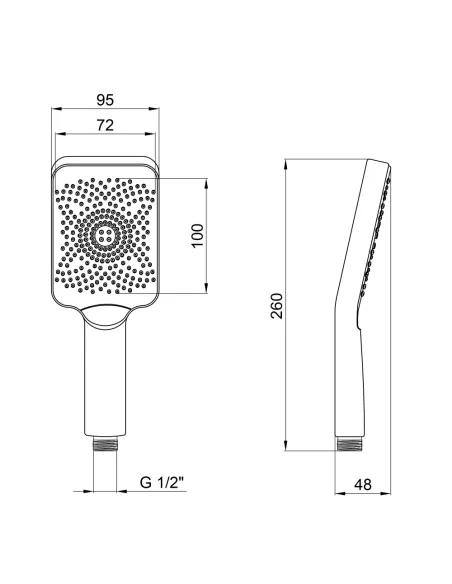 Лейка для ручного душа Lidz Niagara 33, 145x95 мм, 3 режима, серая