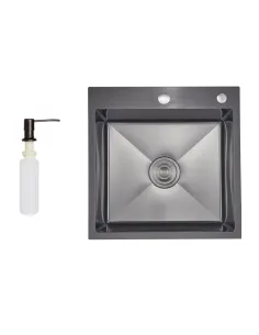 Мойка для кухни прямоугольная Lidz Handmade H5050HB Decor Black PVD Honeycomb 2,5/0,5 мм, из нержавеющей стали