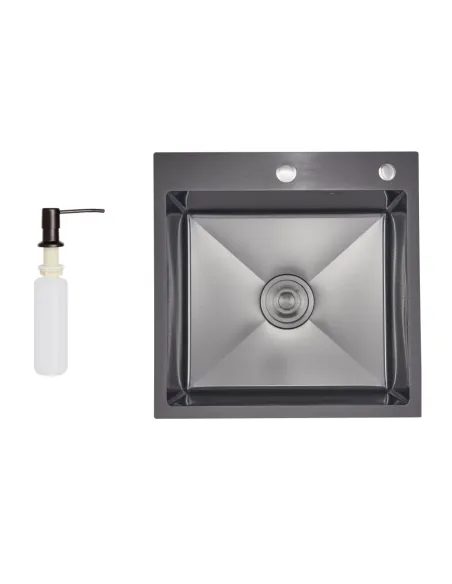 Мойка для кухни прямоугольная Lidz Handmade H5050HB Decor Black PVD Honeycomb 2,5/0,5 мм, из нержавеющей стали