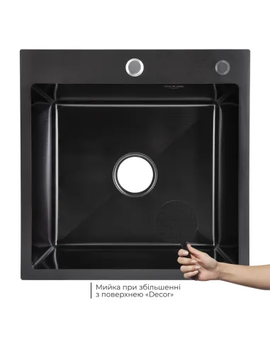 Мийка прямокутна для кухні Lidz Handmade H5050HB Decor Black PVD Honeycomb 2,5/0,5 мм, з нержавіючої сталі