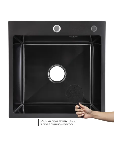Мийка прямокутна для кухні Lidz Handmade H5050HB Decor Black PVD Honeycomb 2,5/0,5 мм, з нержавіючої сталі