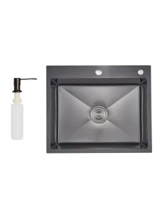 Мийка прямокутна для кухні Lidz Handmade H6050HB Decor Black PVD Honeycomb 2,5/0,5 мм, з нержавіючої сталі