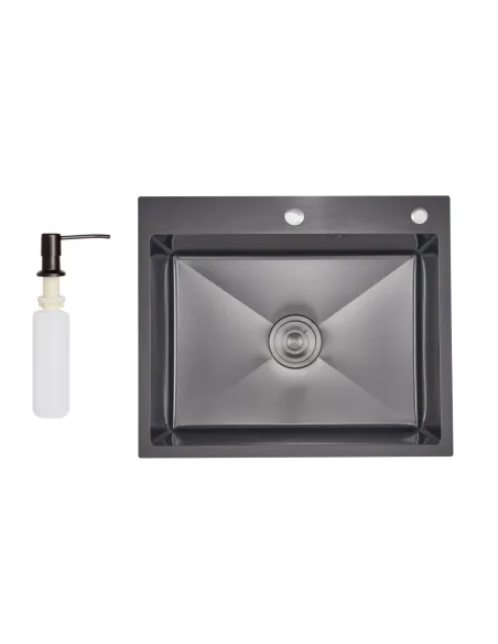 Мойка для кухни прямоугольная Lidz Handmade H6050HB Decor Black PVD Honeycomb 2,5/0,5 мм, из нержавеющей стали