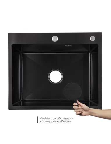 Мийка прямокутна для кухні Lidz Handmade H6050HB Decor Black PVD Honeycomb 2,5/0,5 мм, з нержавіючої сталі