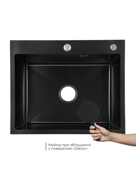 Мийка прямокутна для кухні Lidz Handmade H6050HB Decor Black PVD Honeycomb 2,5/0,5 мм, з нержавіючої сталі