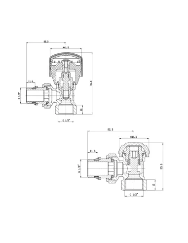 Набір кранів для радіатора кутових Thermo Alliance Standart 1/2 дюйма ВН