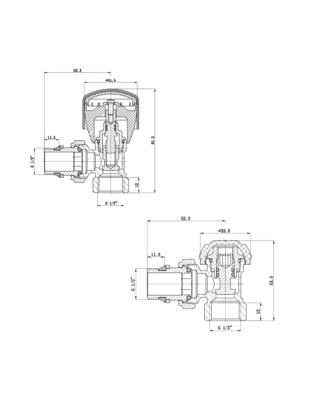 Набір кранів для радіатора кутових Thermo Alliance Standart 1/2 дюйма ВН
