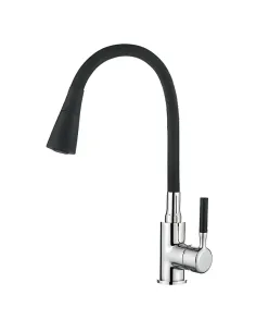 Смеситель для кухни с гибким изливом Zerix Atrium-011-T Refl.Black черный гофроизлив