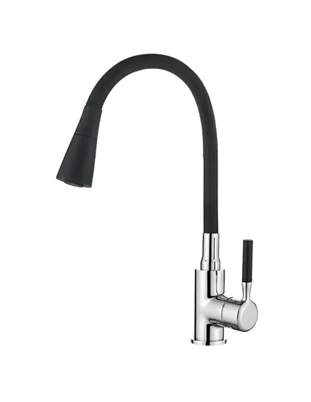 Смеситель для кухни с гибким изливом Zerix Atrium-011-T Refl.Black черный гофроизлив