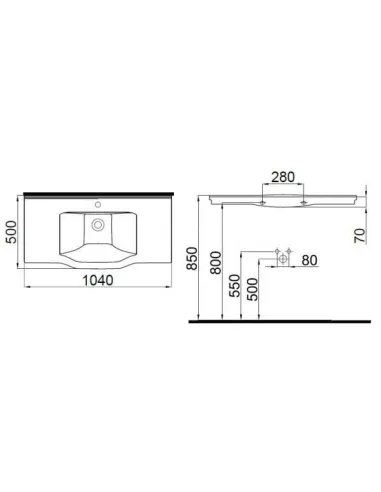 Умывальник Idevit Neo Classic 3301-1005-0088, 50х103,5 см, с отверстием - 2