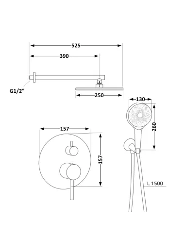 Душова система прихованого монтажу Qtap Scorpio QTSCO113BLM45897 Black Matt