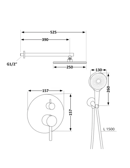 Душевая система скрытого монтажа Qtap Scorpio QTSCO113BLM45897 Black Matt