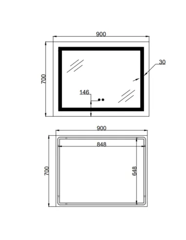 Зеркало для ванной Lidz Kubis LD78LF9049070, с LED-подсветкой, с антизапотеванием
