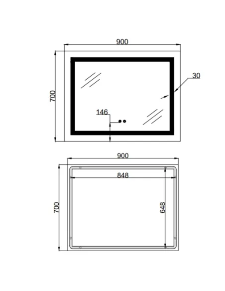 Дзеркало для ванної кімнати Lidz Kubis LD78LF9049070, з LED-підсвічуванням, з антизапітнінням