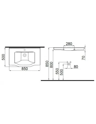Умивальник Idevit Neo Classic 3301-0805-0088 (50х85 см, з отвором) - 2
