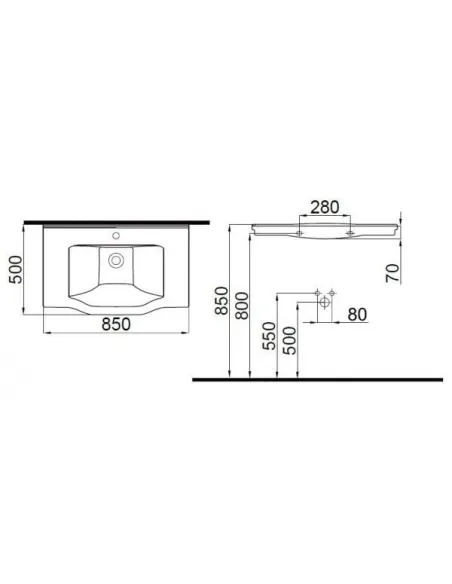 Умивальник Idevit Neo Classic 3301-0805-0088 (50х85 см, з отвором) - 2