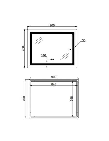 Дзеркало для ванної кімнати Lidz Kubis LD78LF90448452, з LED-підсвічуванням, з антизапітнінням