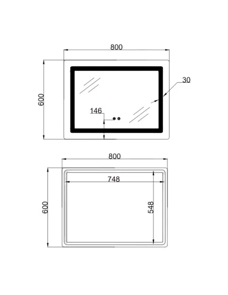 Дзеркало для ванної кімнати Lidz Kubis LD78LF9048060, з LED-підсвічуванням, з антизапітнінням