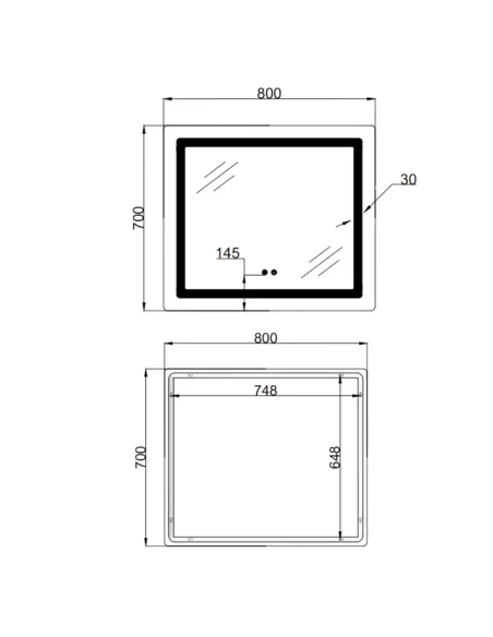 Дзеркало для ванної кімнати Lidz Kubis LD78LF9048070, з LED-підсвічуванням, з антизапітнінням