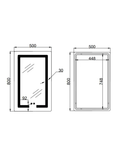 Дзеркало для ванної кімнати Lidz Kubis LD78LF936508048448, з LED-підсвічуванням, з антизапітнінням