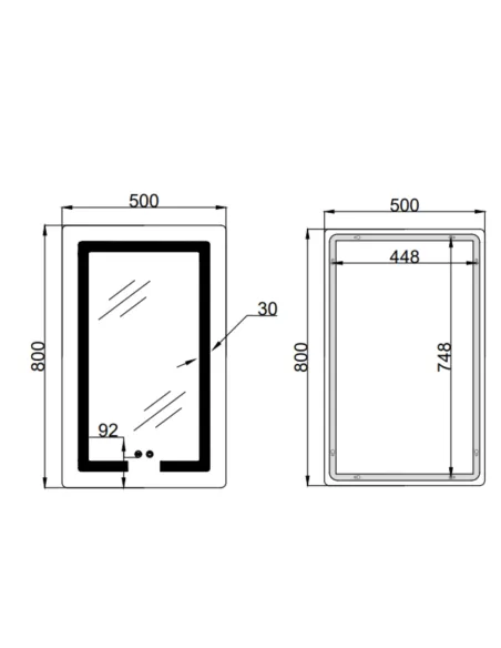 Дзеркало для ванної кімнати Lidz Kubis LD78LF936508048448, з LED-підсвічуванням, з антизапітнінням