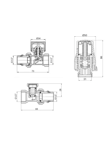 Комплект термостатический Thermo Alliance Standart TAS353W15 1/2 для радиатора