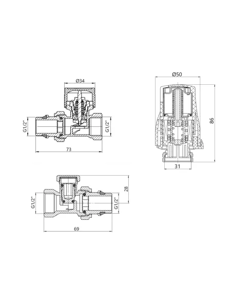 Комплект термостатичний Thermo Alliance Standart TAS353W15 1/2 для радіатора