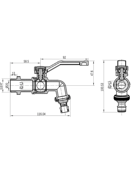 Кран кульовий для поливу Thermo Alliance Forte TAF141W20 3/4 дюйми, з антизамерзанням