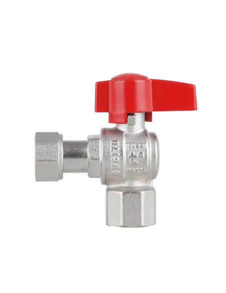 Кран кульовий Thermo Alliance Standart TAS223W15 ВВ 1/2 дюйма кутовий з гайкою.